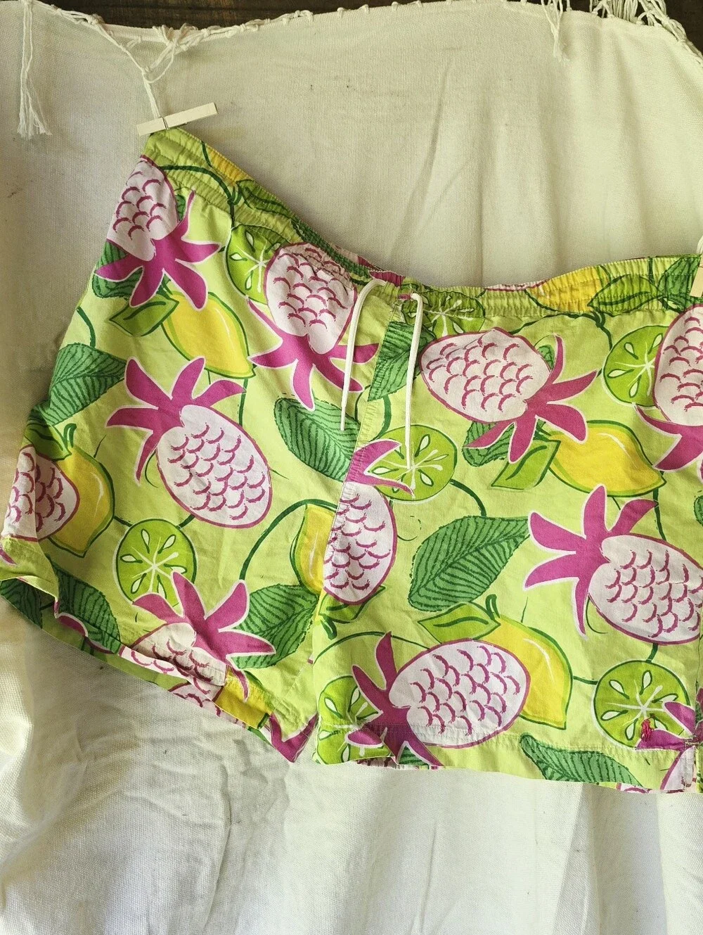 Vintage Polo by Ralph Lauren Neon Citrus Pineapple Floral Swim Shorts Mens 2XL